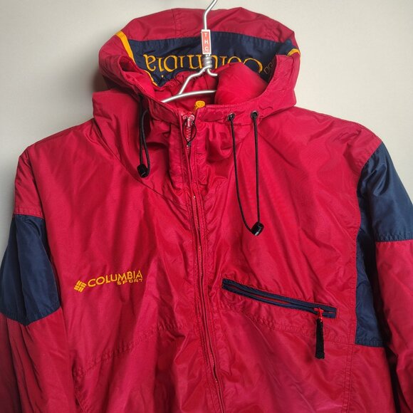 VINTAGE Columbia Sport Jacket Women's Medium Red Full Zip Hooded Ski Baggy - Picture 3 of 16